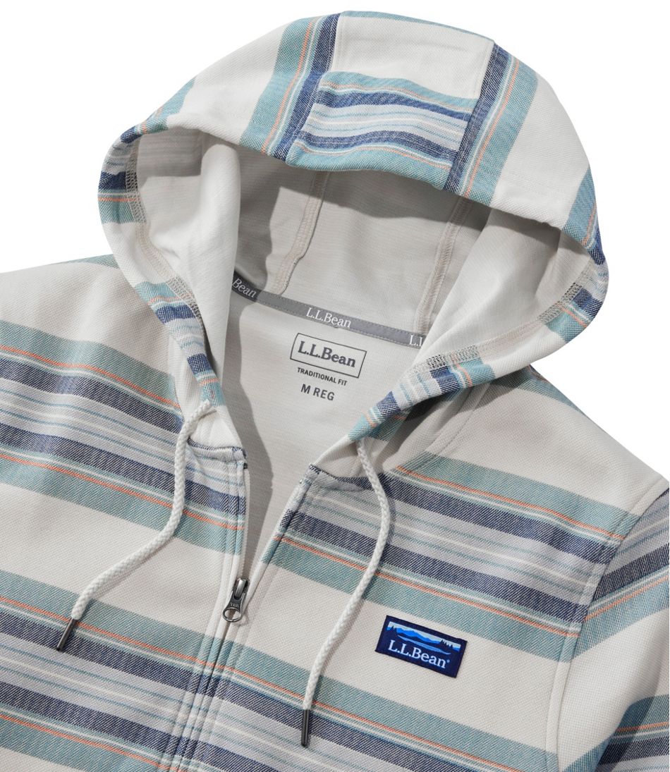 L.L.Bean Men's Comfort Stretch Performance® Piqué, Full-Zip Hoodie, Stripe CLOTHING