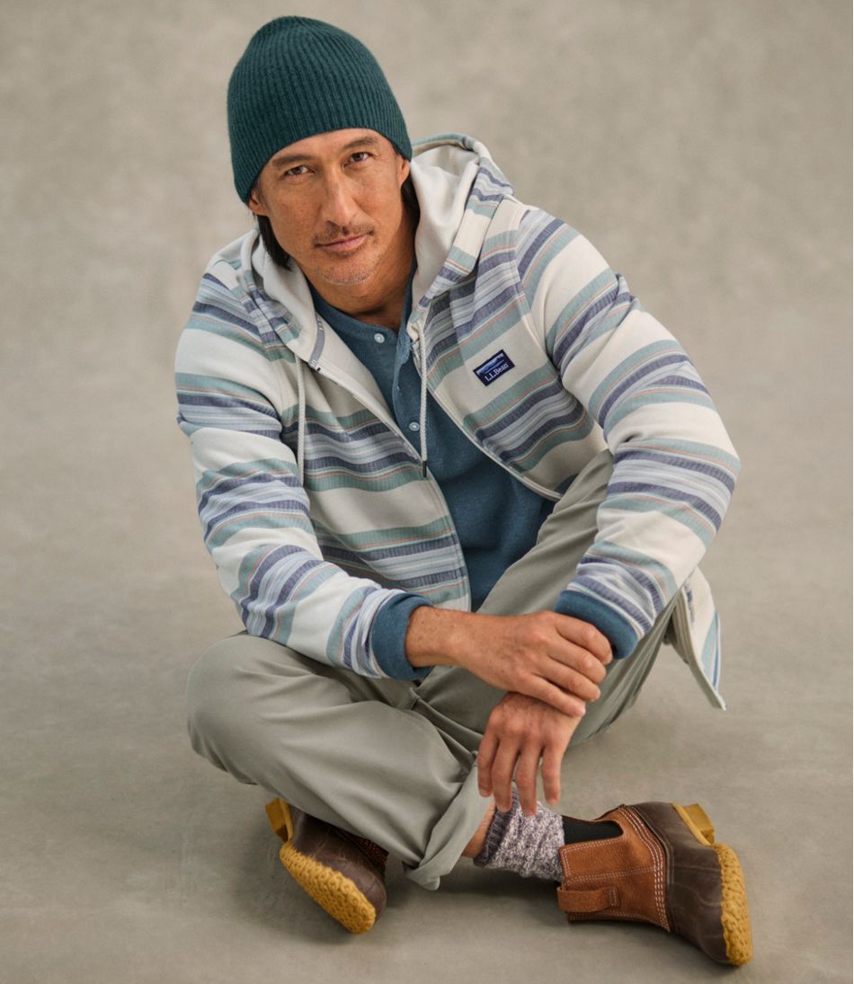L.L.Bean Men's Comfort Stretch Performance® Piqué, Full-Zip Hoodie, Stripe CLOTHING