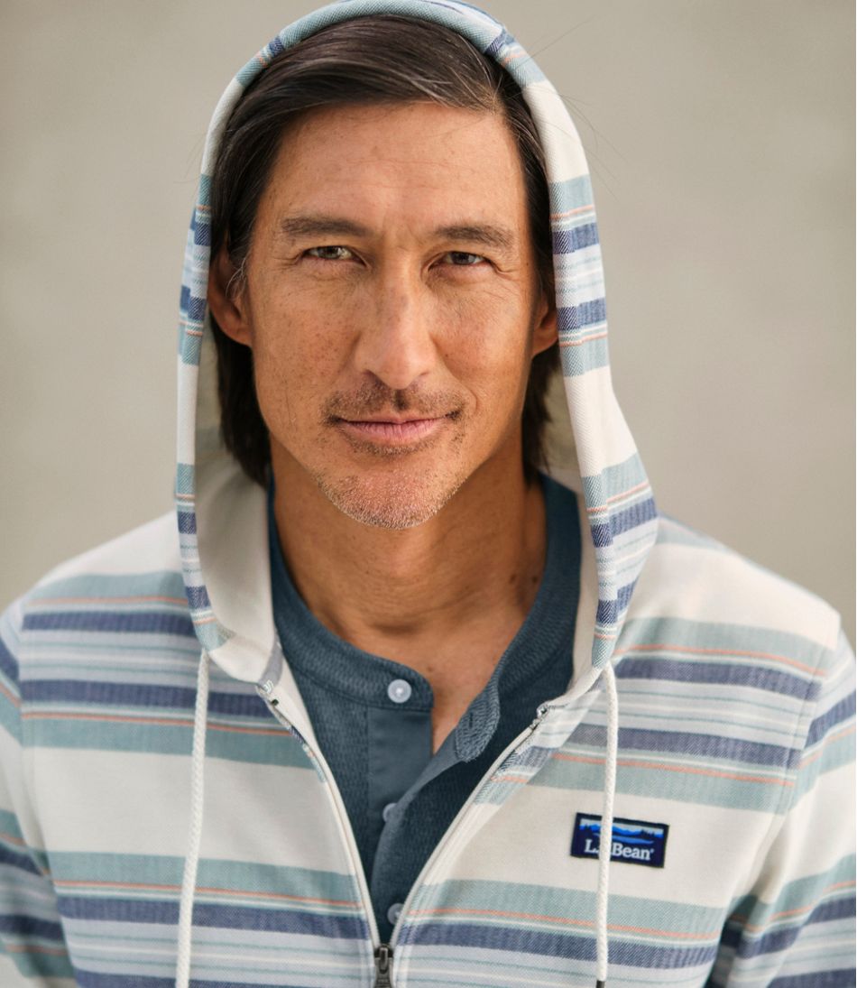 L.L.Bean Men's Comfort Stretch Performance® Piqué, Full-Zip Hoodie, Stripe CLOTHING