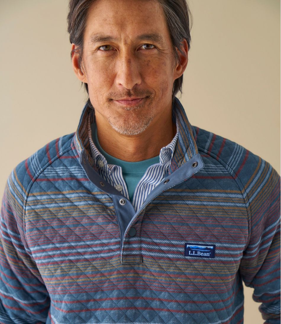 L.L.Bean Men's Quilted Sweatshirt, Mockneck, Stripe CLOTHING|SALE