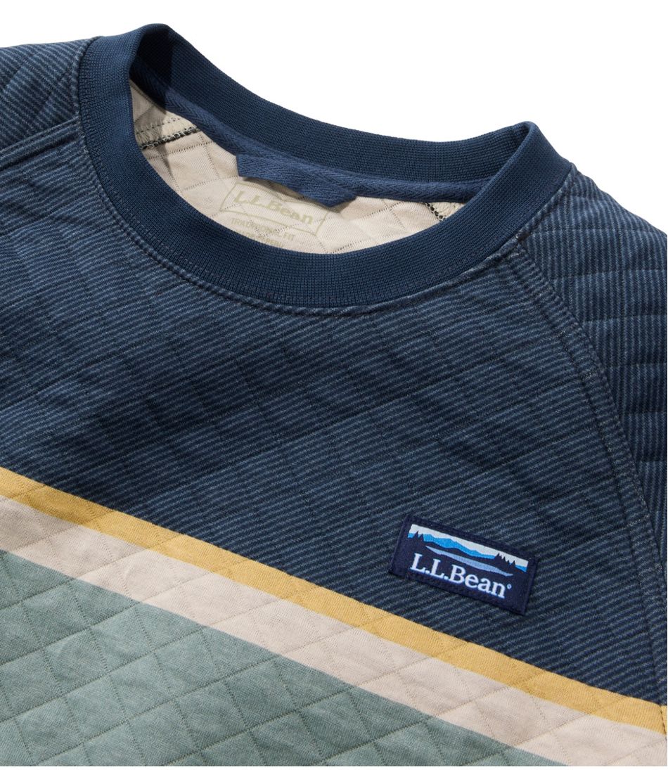 L.L.Bean Men's Quilted Sweatshirt, Crewneck, Stripe CLOTHING