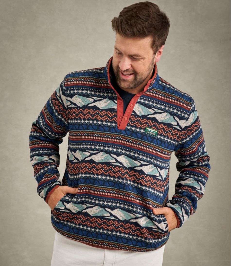 L.L.Bean Men's Sweater Fleece Pullover, Print CLOTHING|SALE