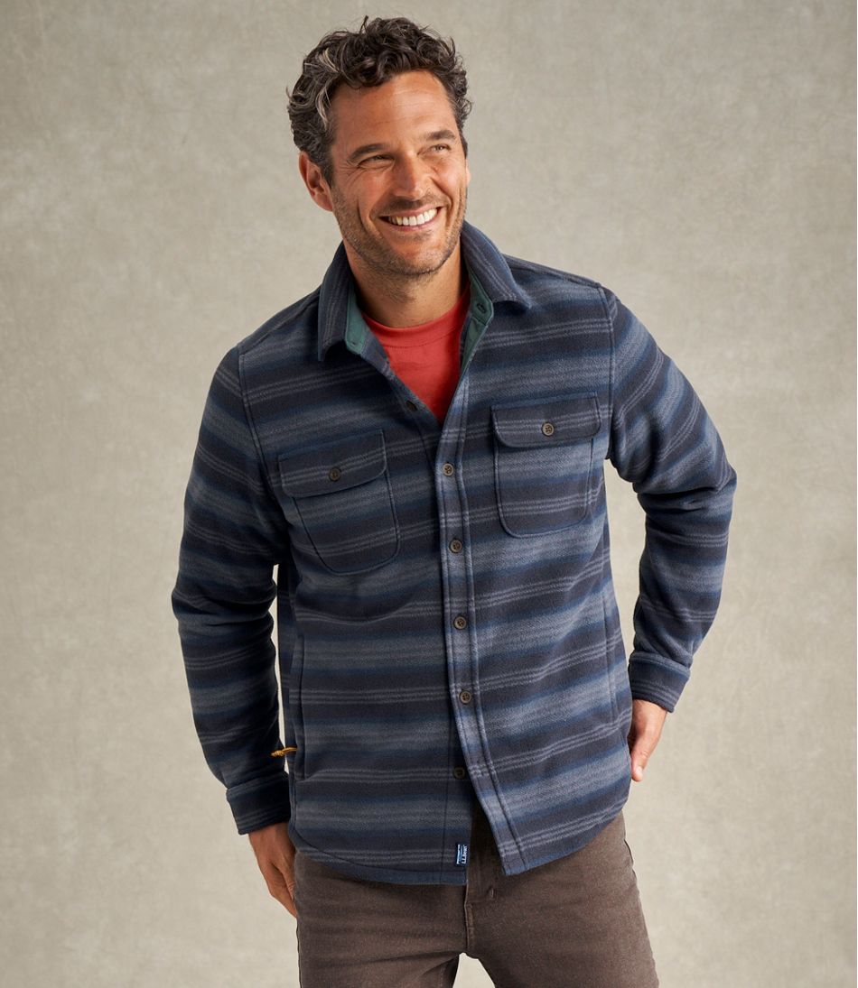 L.L.Bean Men's Bean's Mariner Fleece Shirt, Print CLOTHING