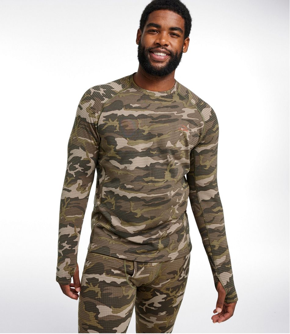 L.L.Bean Men's Heavyweight Base Layer Crew Top, Print CLOTHING