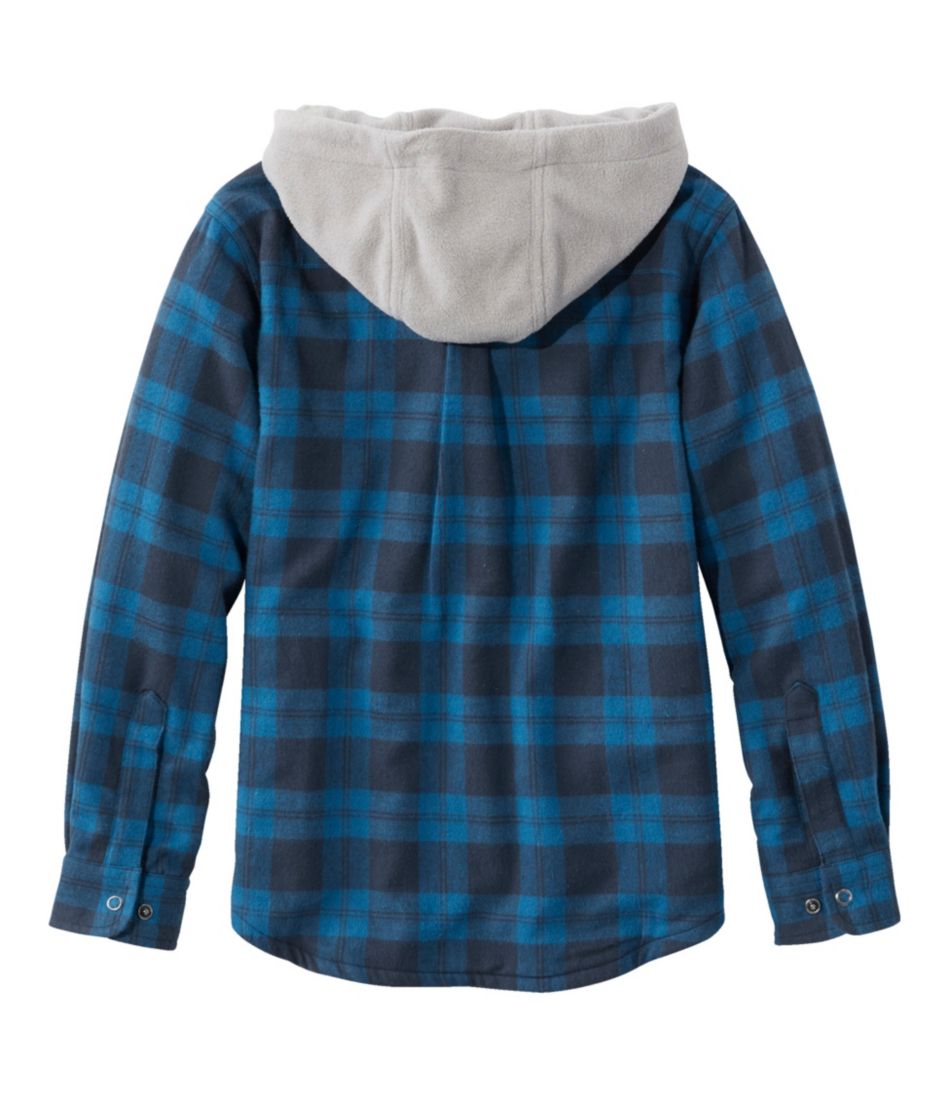 L.L.Bean Kids' Fleece-Lined Flannel Shirt, Hooded Plaid CLOTHING|SALE