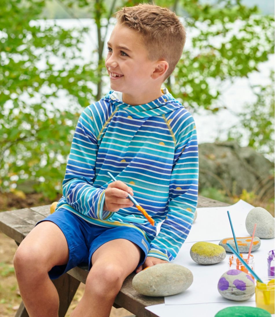 L.L.Bean Kids' Everyday SunSmart® Hooded Tee, Long-Sleeve Stripe CLOTHING|SALE