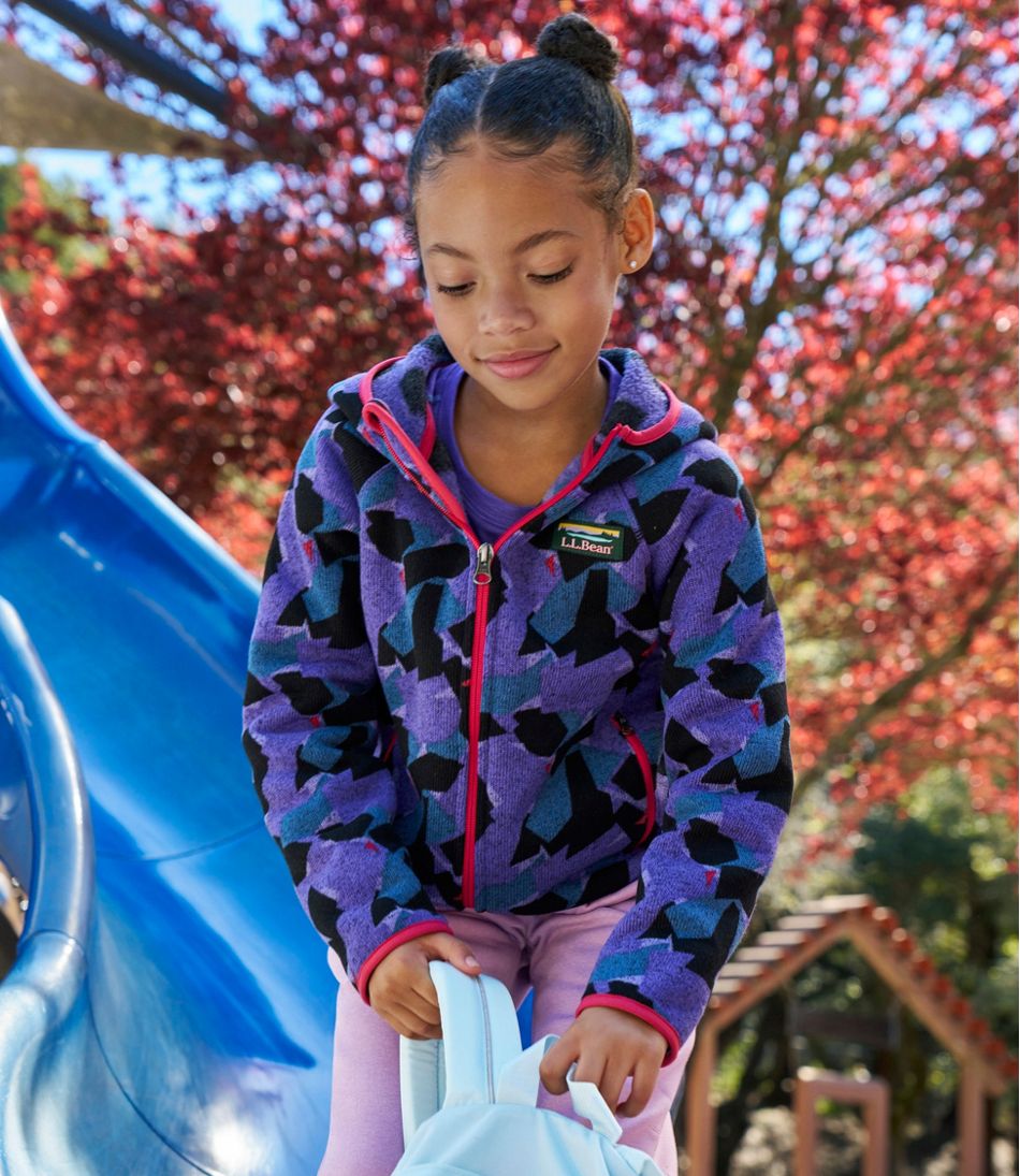 L.L.Bean Kids' Sweater Fleece, Hooded Print CLOTHING|OUTERWEAR