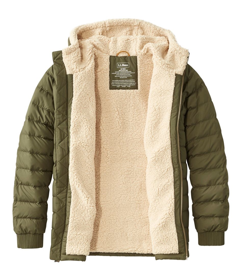 L.L.Bean Men's Mountain Classic Down Hooded Jacket, Sherpa-Lined OUTERWEAR