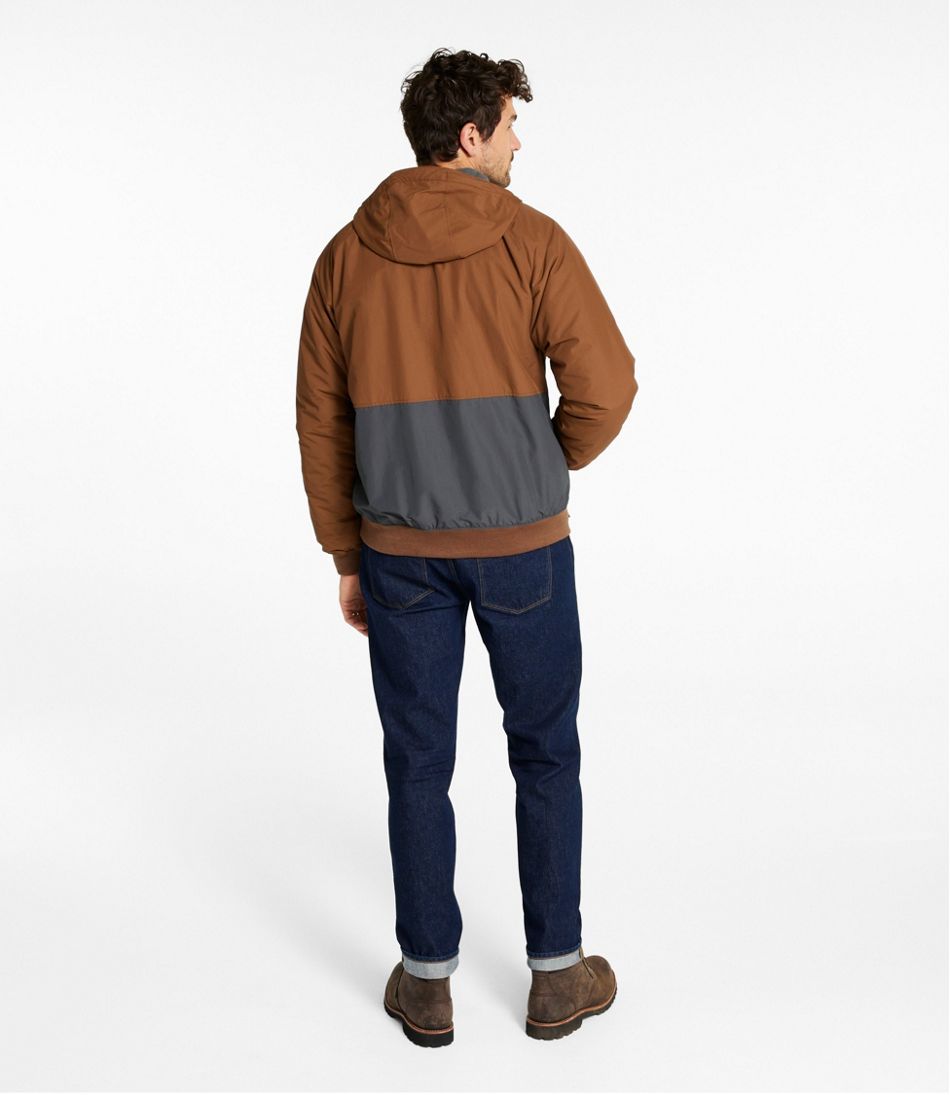 L.L.Bean Men's Insulated 3-Season Bomber Hooded Jacket, Colorblock OUTERWEAR