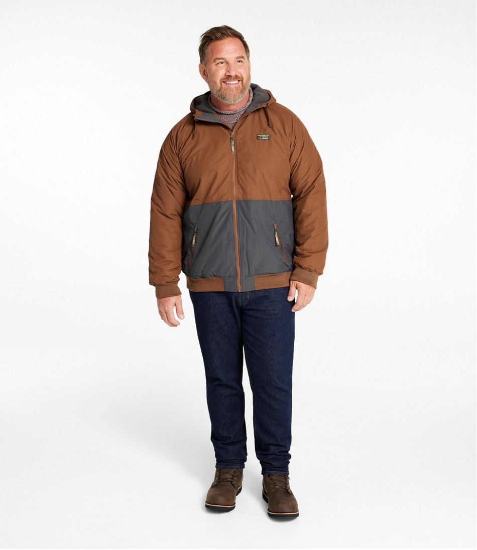L.L.Bean Men's Insulated 3-Season Bomber Hooded Jacket, Colorblock OUTERWEAR