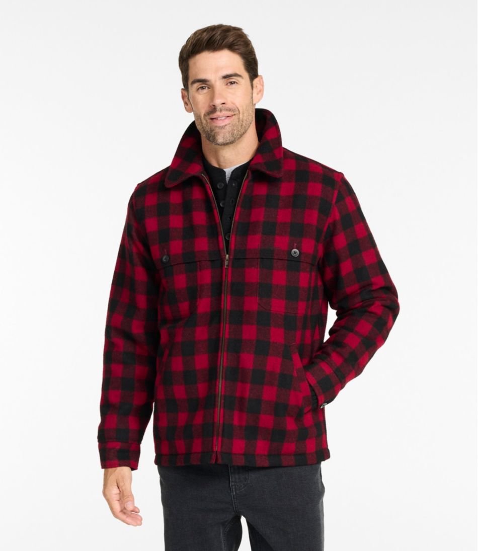 L.L.Bean Men's Maine Guide Zip-Front Jac-Shirt with PrimaLoft, Plaid OUTERWEAR|OUTDOOR EQUIPMENT|SALE