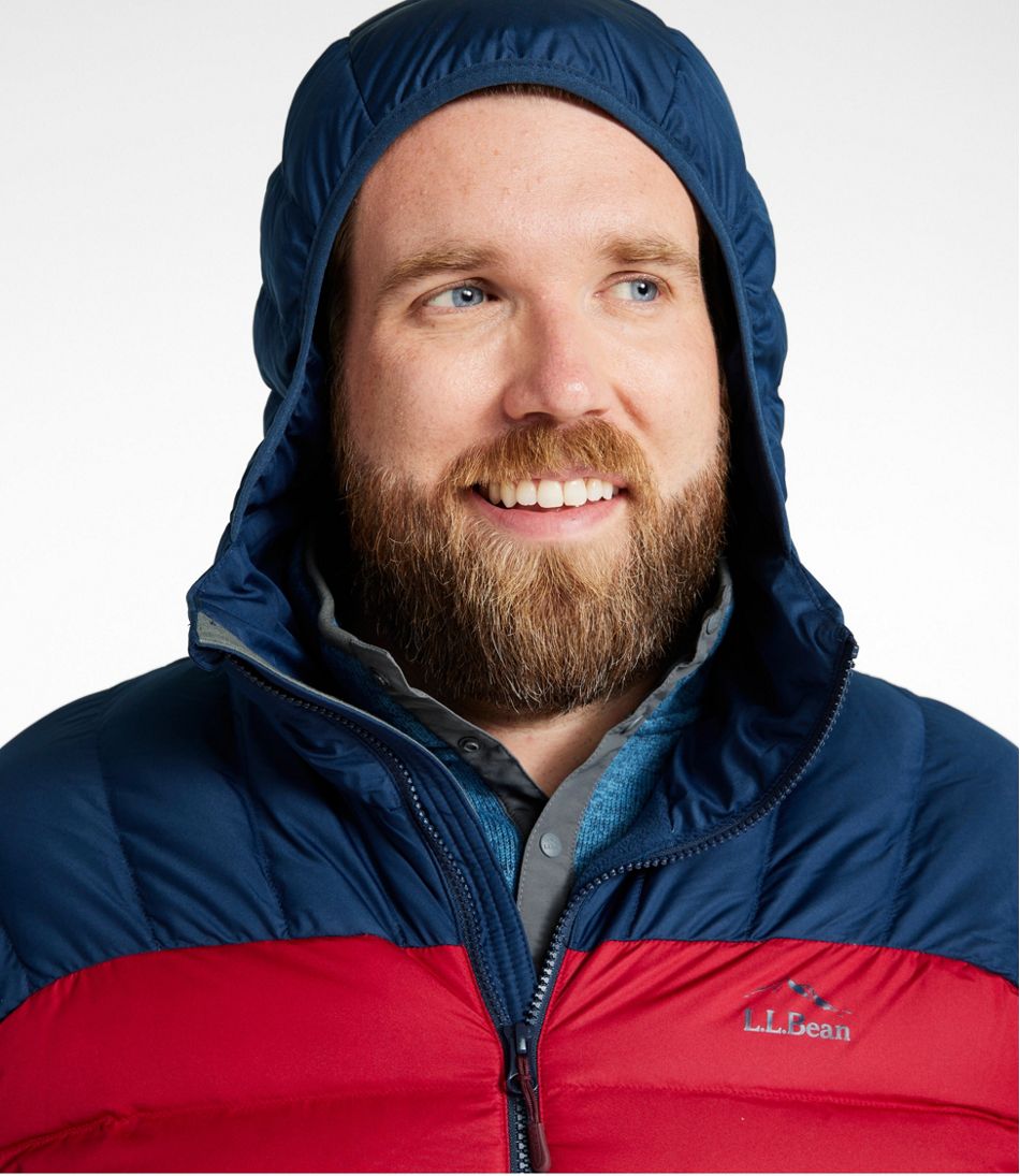 L.L.Bean Men's Bean's Down Hooded Jacket, Colorblock OUTERWEAR|SALE