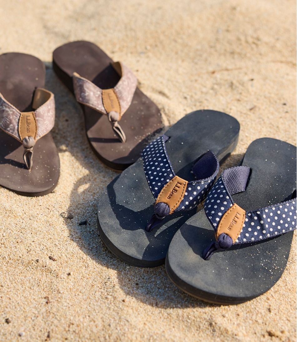 L.L.Bean Women's Maine Isle Flip-Flops, Woven Print FOOTWEAR