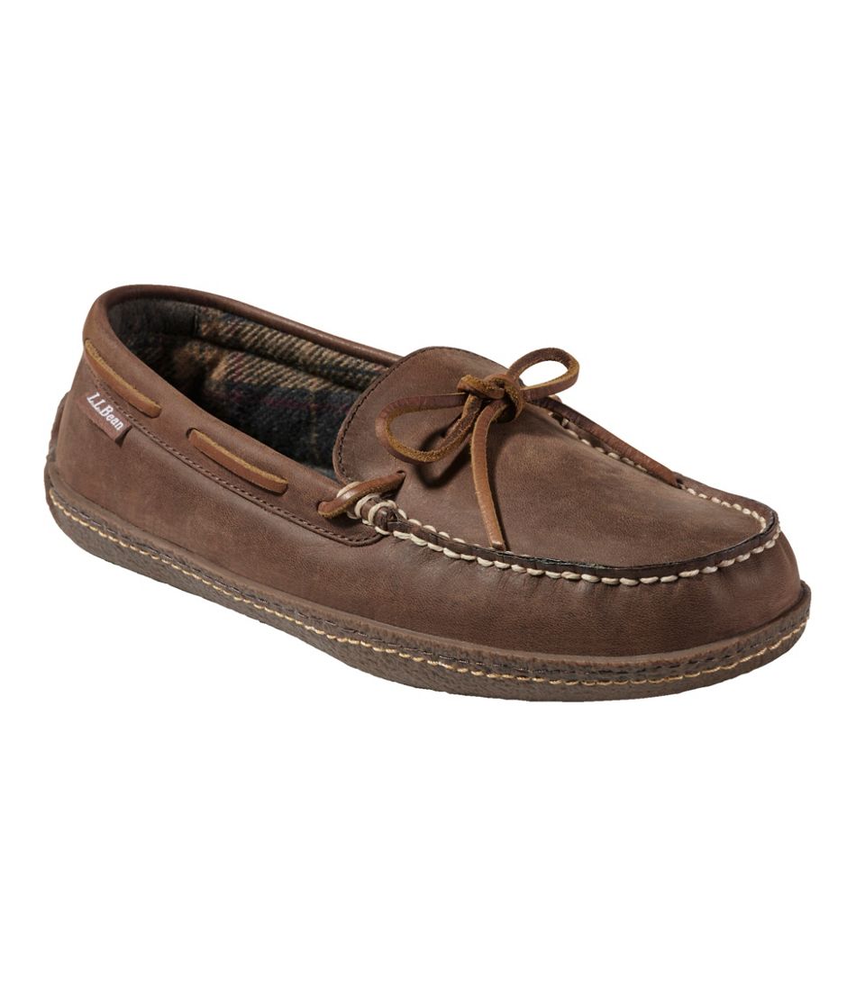 L.L.Bean Men's Handsewn Slippers, Flannel-Lined FOOTWEAR