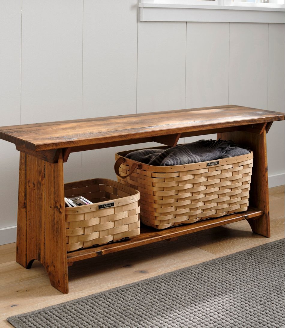 L.L.Bean Rustic Wooden Mudroom Bench, Large HOME GOODS