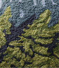 L.L.Bean Indoor/Outdoor Hooked Pillow, Lakeside Mountain Scene HOME GOODS