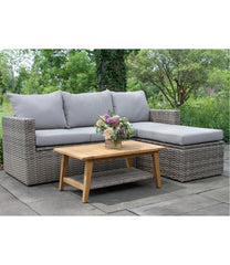 L.L.Bean Wicker Storage Sofa and Teak Coffee Table Set HOME GOODS