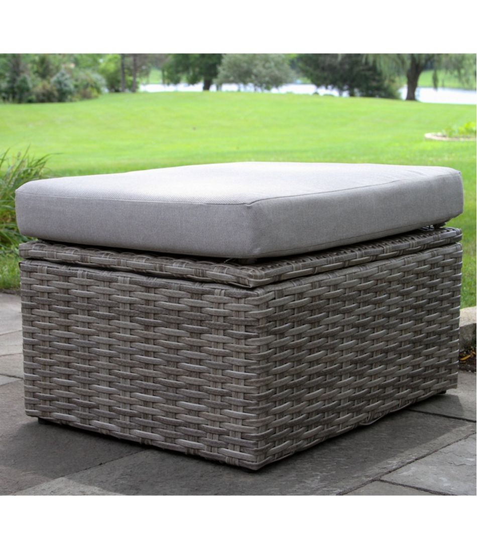 L.L.Bean Wicker Storage Sofa and Teak Coffee Table Set HOME GOODS