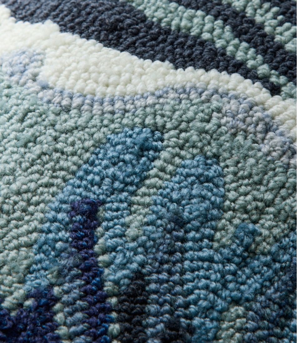 L.L.Bean Indoor/Outdoor Hooked Pillow, 18x18 Ocean Waves HOME GOODS