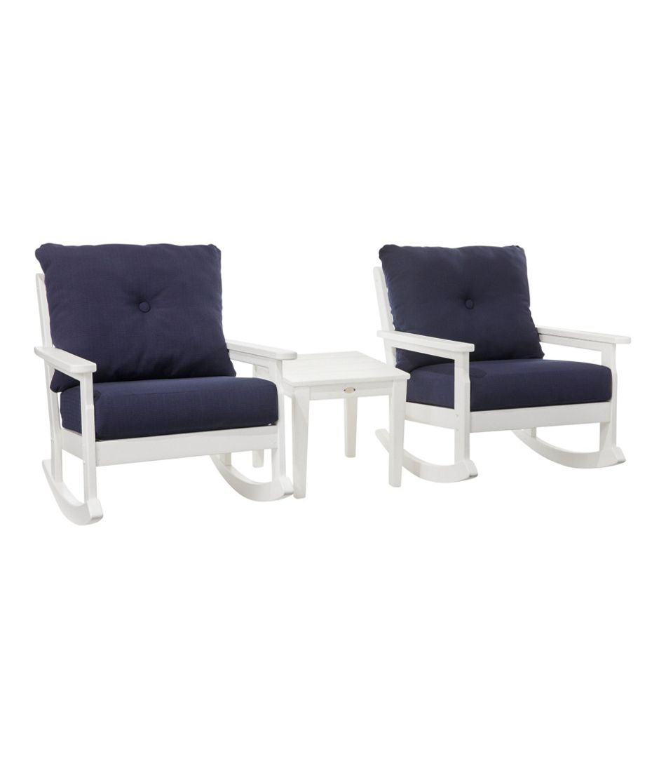 L.L.Bean All-Weather Patio Rocker Set with Side Table, White HOME GOODS