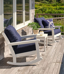 L.L.Bean All-Weather Patio Rocker Set with Side Table, White HOME GOODS