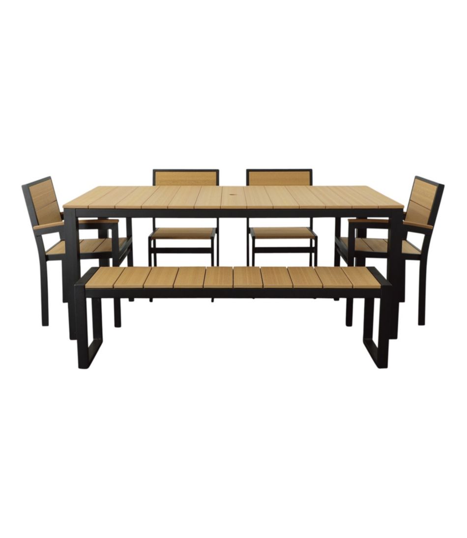 L.L.Bean Aluminum/Recycled Poly Lumber Farmhouse Dining Set, Black HOME GOODS