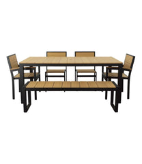 L.L.Bean Aluminum/Recycled Poly Lumber Farmhouse Dining Set, Black HOME GOODS