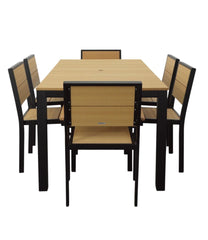 L.L.Bean Aluminum/Recycled Poly Lumber Farmhouse Dining Set, Black HOME GOODS