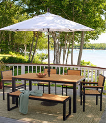 L.L.Bean Aluminum/Recycled Poly Lumber Farmhouse Dining Set, Black HOME GOODS