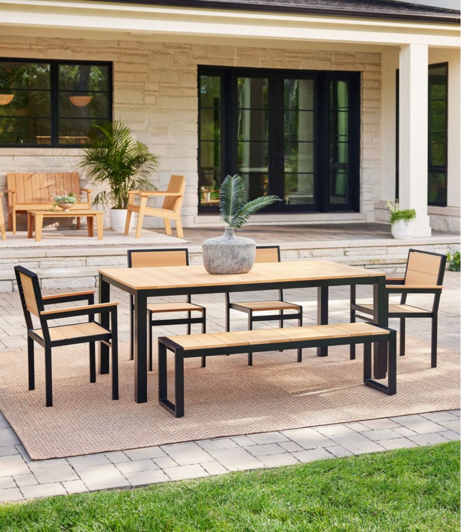 L.L.Bean Aluminum/Recycled Poly Lumber Farmhouse Dining Set, Black HOME GOODS