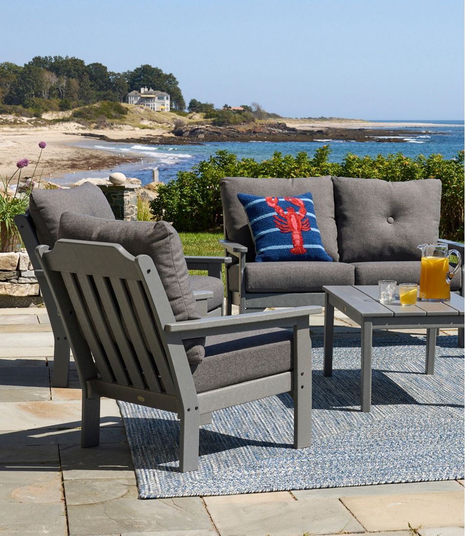 L.L.Bean All-Weather Patio Loveseat with Textured Cushion, Slate Gray HOME GOODS