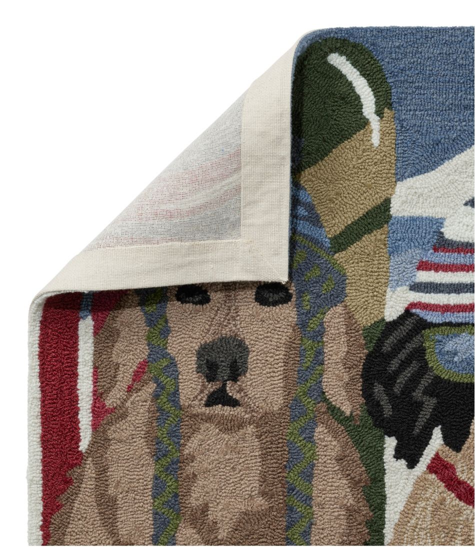 L.L.Bean Indoor/Outdoor Vacationland Rug, Dogs Skiing HOME GOODS