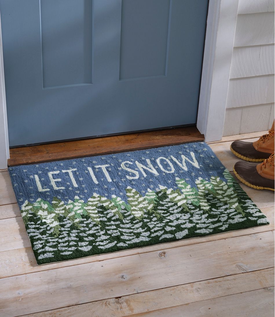 L.L.Bean Indoor/Outdoor Vacationland Rug, Frosted Trees HOME GOODS