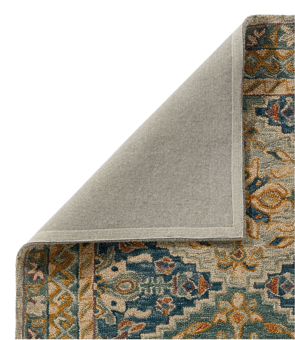 L.L.Bean Bordered Medallion Wool Tufted Rug, Blue Multi HOME GOODS