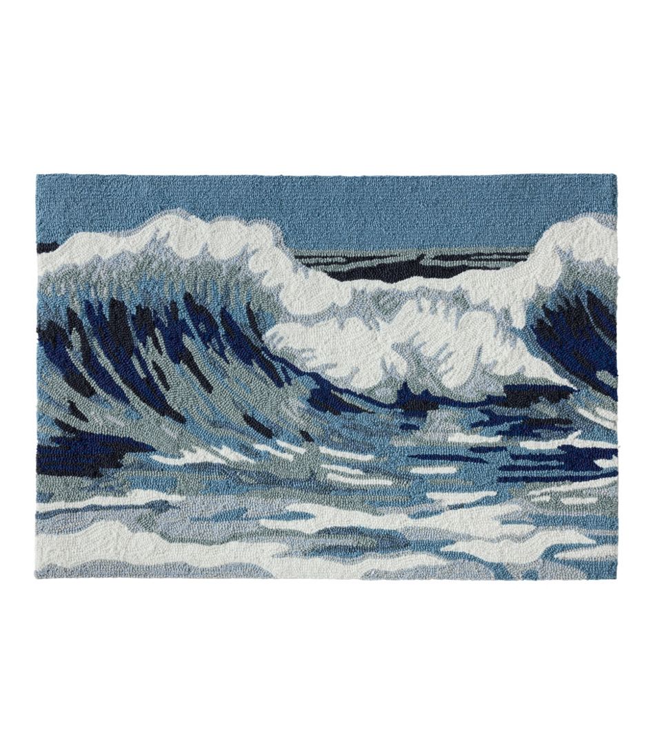 L.L.Bean Indoor/Outdoor Vacationland Rug, Ocean Waves HOME GOODS