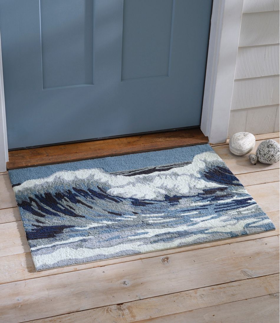 L.L.Bean Indoor/Outdoor Vacationland Rug, Ocean Waves HOME GOODS
