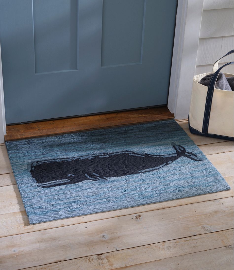 L.L.Bean Indoor/Outdoor Vacationland Rug, Coastal Whale HOME GOODS