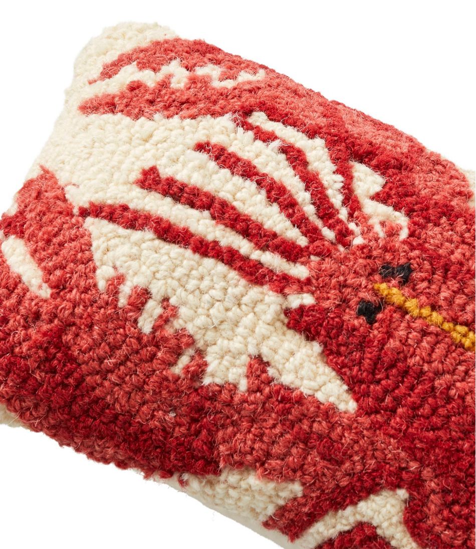 L.L.Bean Wool Hooked Throw Pillow, Lobster, 8" x 12" HOME GOODS