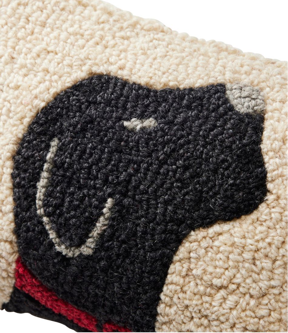 L.L.Bean Wool Hooked Throw Pillow, Black Labrador, 8" x 12" HOME GOODS