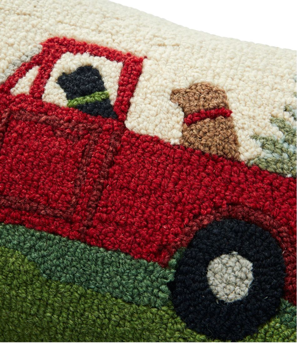 L.L.Bean Wool Hooked Throw Pillow, Dog Trio, 14" x 20" HOME GOODS
