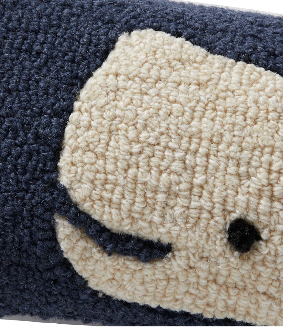 L.L.Bean Wool Hooked Throw Pillow, Whale, 8" x 24" HOME GOODS