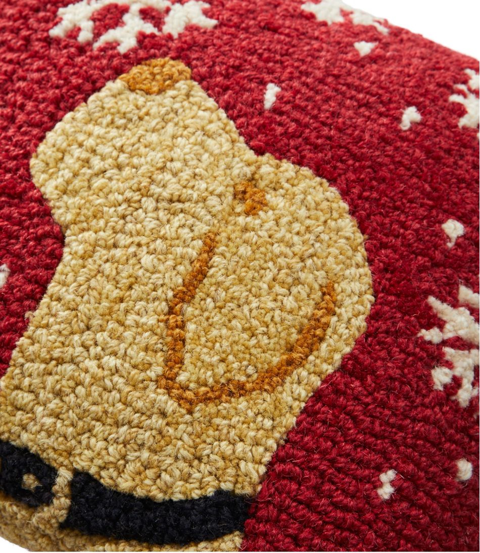 L.L.Bean Wool Hooked Throw Pillow, Snowflake Yellow Lab, 14" x 14" HOME GOODS