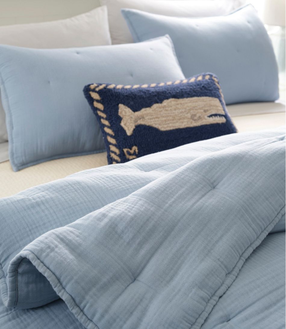 L.L.Bean Wool Hooked Throw Pillow, Whale, 12" x 18" HOME GOODS