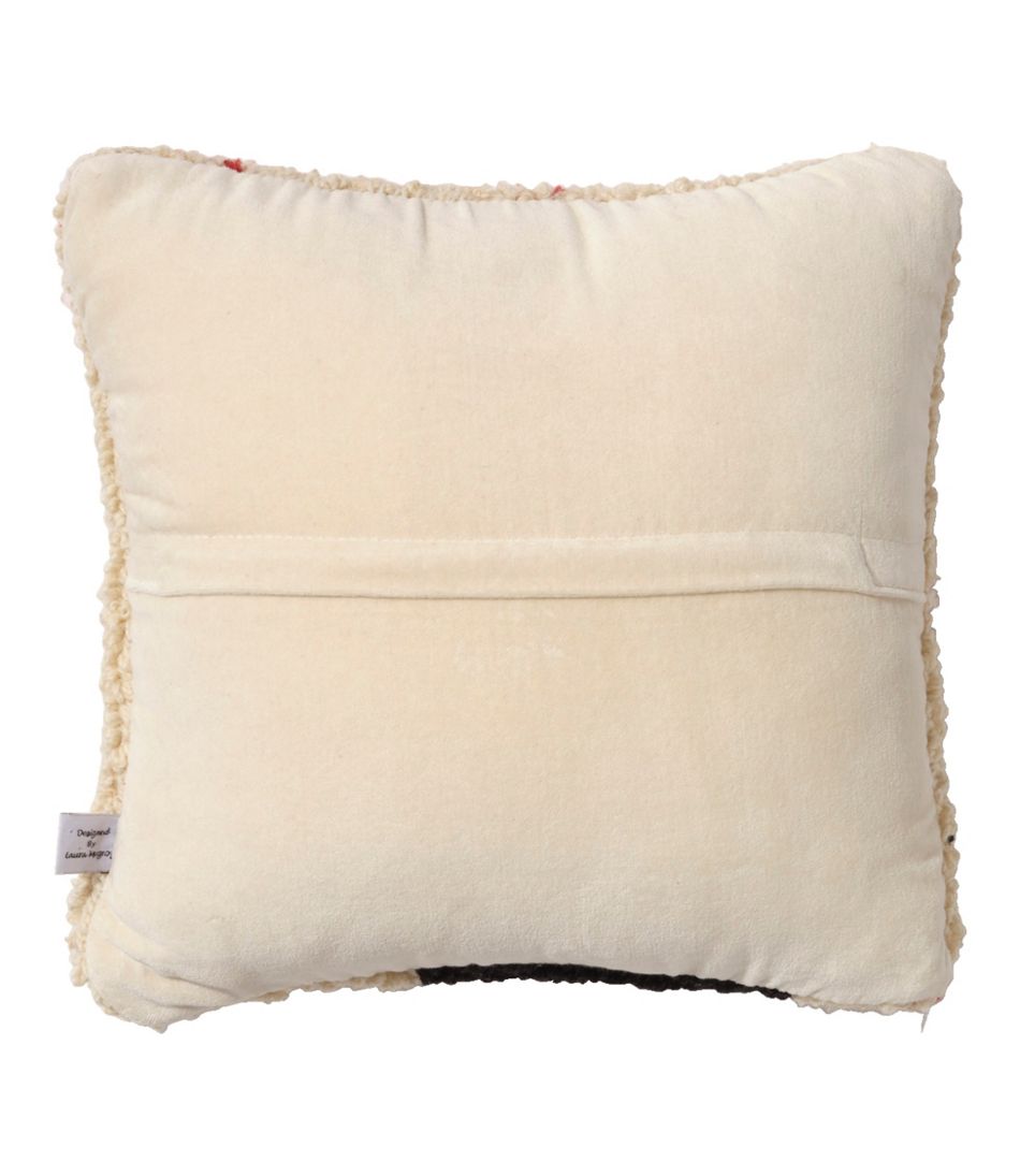 L.L.Bean Wool Hooked Throw Pillow, Snowflake Black Lab, 14" x 14" HOME GOODS
