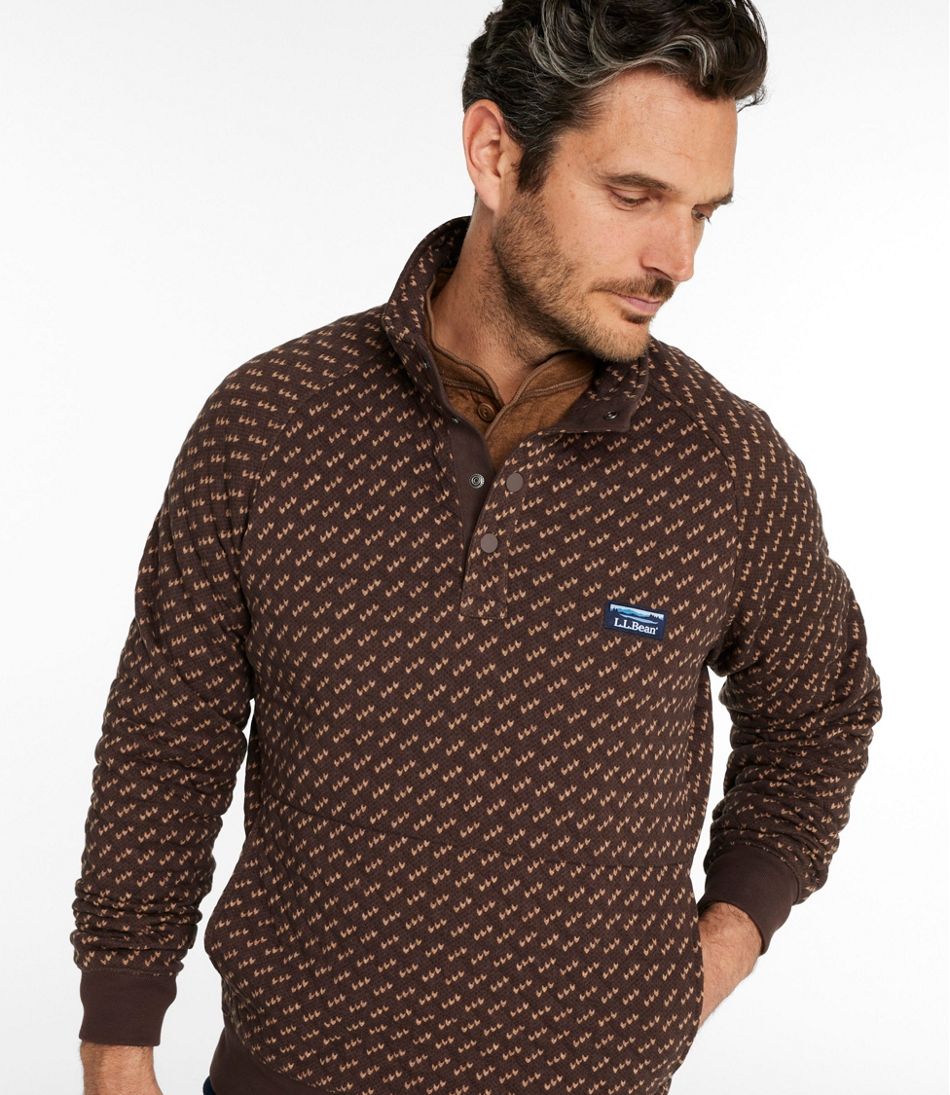 L.L.Bean Men's Bean's Quilted Sweatshirt, Mockneck, Print SALE