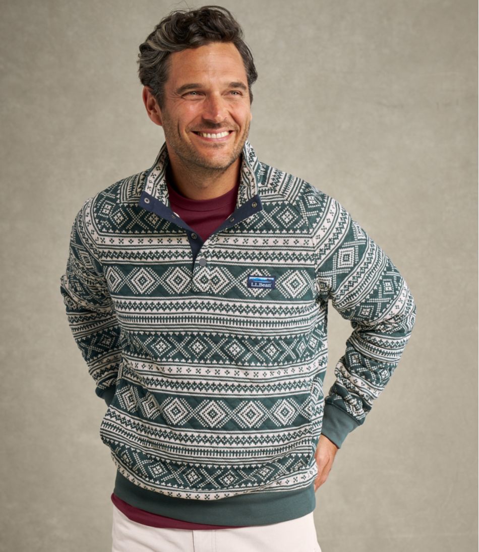 L.L.Bean Men's Bean's Quilted Sweatshirt, Mockneck, Print SALE