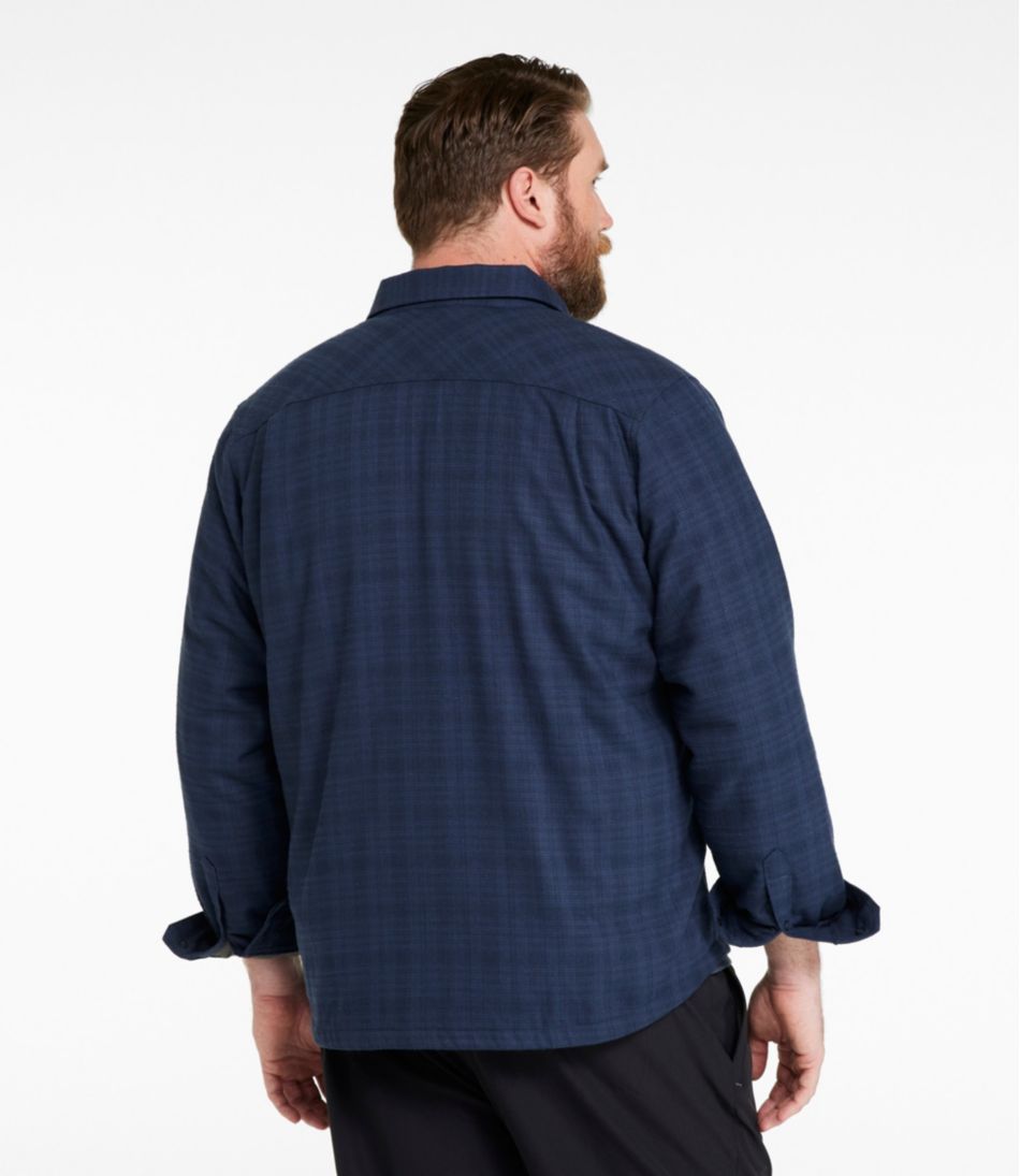 L.L.Bean Men's Katahdin Performance Flannel Shirt-Jacket, Hi-Pile Fleece-Lined Solid SALE