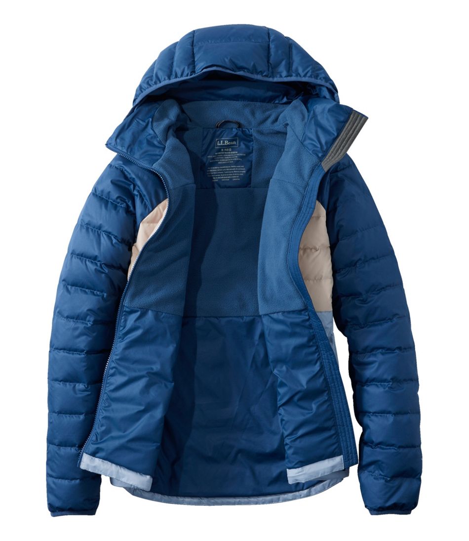 L.L.Bean Women's Bean's Down Hooded Jacket, Colorblock SALE|OUTERWEAR