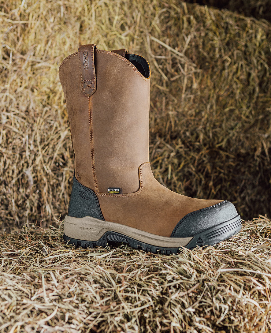Women's Evanston Pull-On Waterproof Boot (Carbon Toe) Bison/Black / Keen / Bison/Black